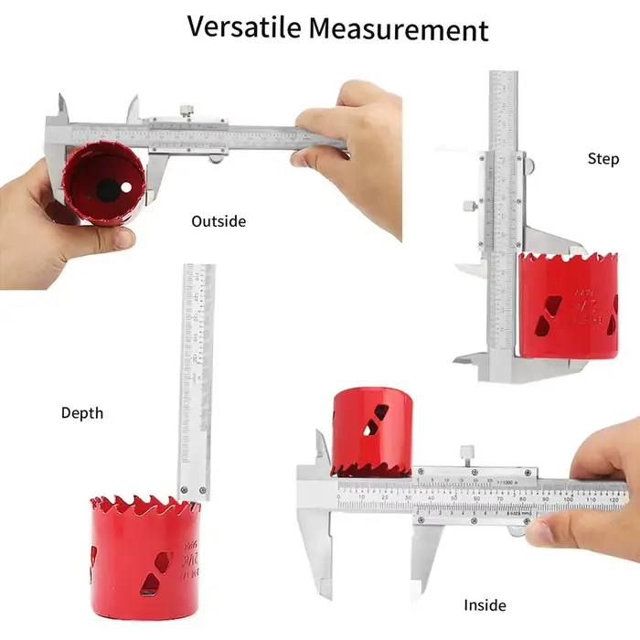 Pied à coulisse Vernier 0-150 mm 0-6 pouces en acier inoxydable haute précision avec jauge en plastique pour la mesure