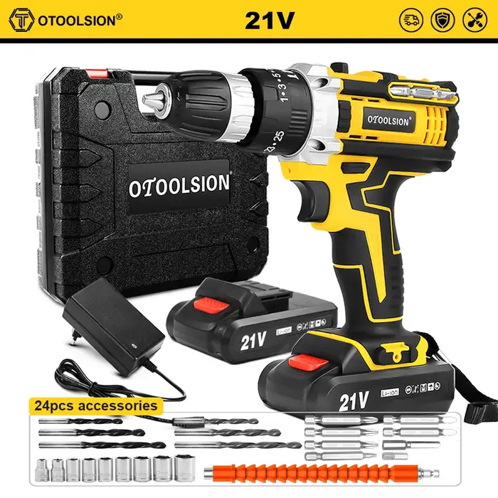 OTOOLSION nouveau perceuse sans fil à percussion 21V tournevis électrique batterie Rechargeable perceuse à main sans fil outils électriques pour bricolage maison