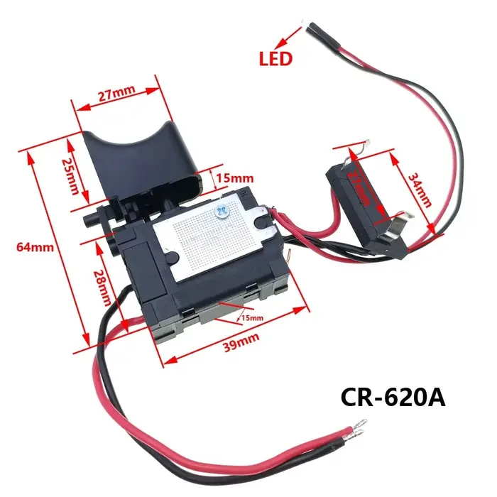 Interrupteur de contrôle de vitesse pour perceuse à batterie au lithium DC18V 21V 24V