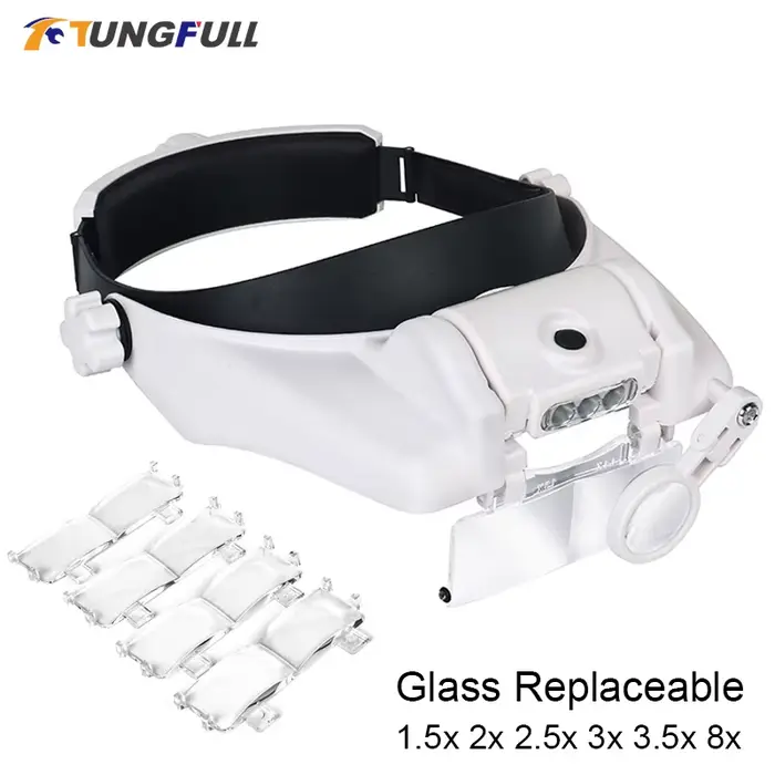 Loupe à bandeau LED, Loupes mains libres pour bijoux, montre, réparation électronique, Loupe à lenti