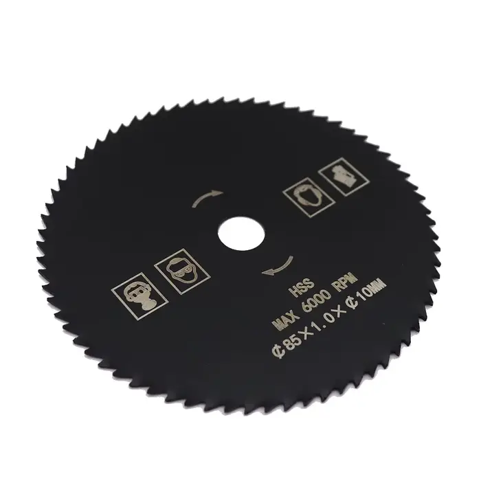 Lame de Scie Circulaire HSS, Diamètre 85mm, 72T, Alésage 10mm, Revêtement en Nitrure, Coupe du Bois, 1 Pièce
