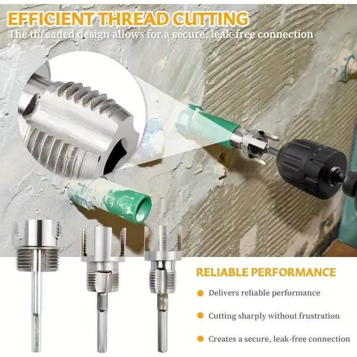 Kit d'outils de filetage de tuyaux robustes en PVC/plastique