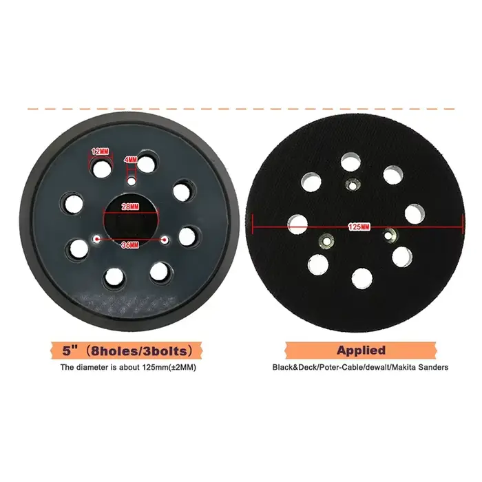 Plaque de support de ponçage auto-agrippante 8 trous 125 mm (5 pouces) pour ponceuse excentrique – Q