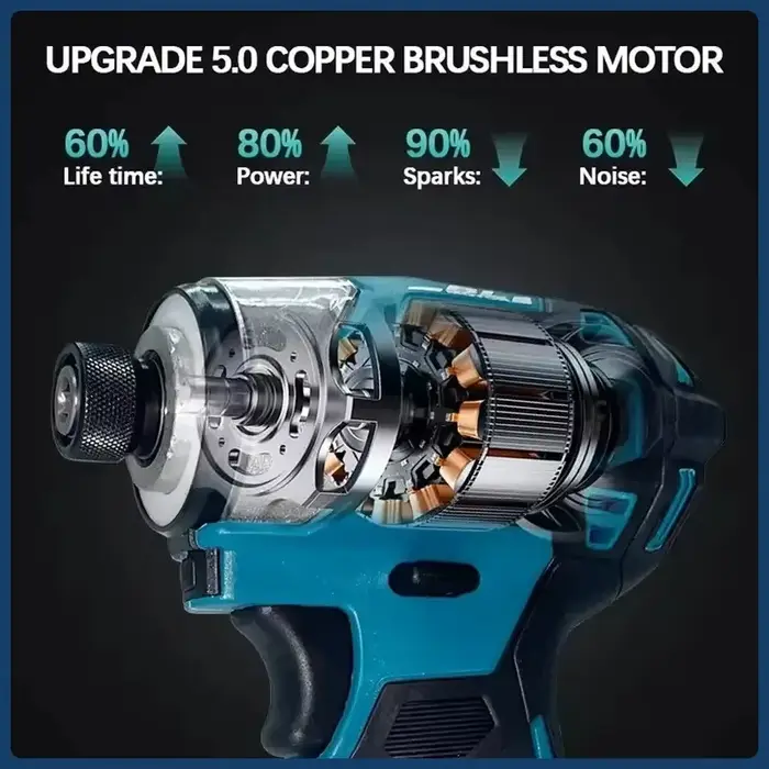 Makita DTD173 1800RPM 180Nm Visseuse à percussion sans fil 180Nm Moteur sans balais Perceuse électrique Mode T pour vis à bois pour batterie Makita