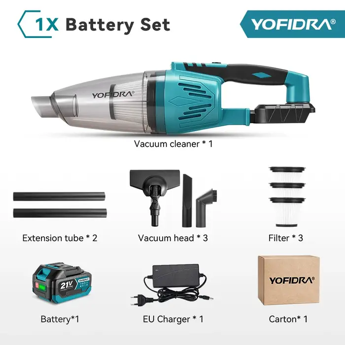 YOFIDRA 1500W 12KPA aspirateur électrique sans fil Portable 2IN1 outil