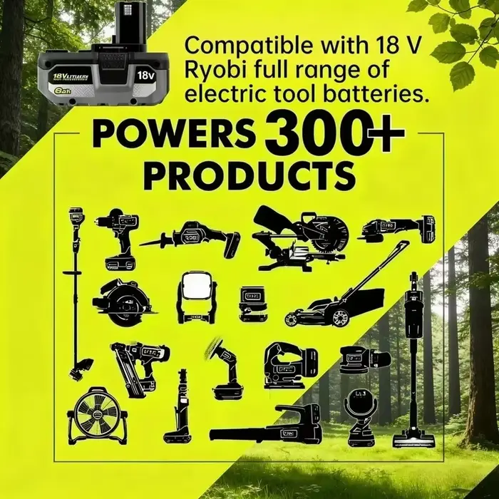 Nouvelle batterie au lithium puissante RYOBI 18V 6.0AH 8.0Ah P104 P105 P107 P108 P109 à faible autodécharge, compatible avec tous les outils 18V