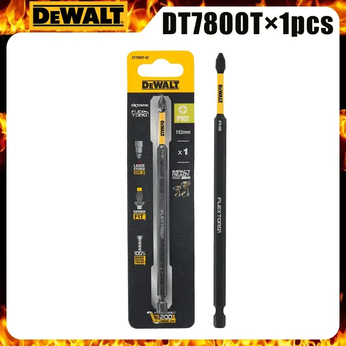Embout de tournevis à percussion DEWALT DT7800T 152 mm PH2 FlexTorq, extrêmement durable, pour visseuses à percussion