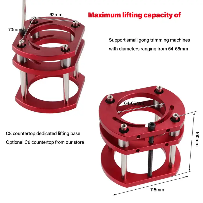 Base de levage de routeur en alliage d'aluminium et acier inoxydable