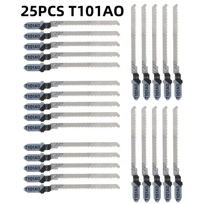 Lot de 25 lames de scie sauteuse à tige en T HCS T101AO, assorties, en acier, pour outils de découpe