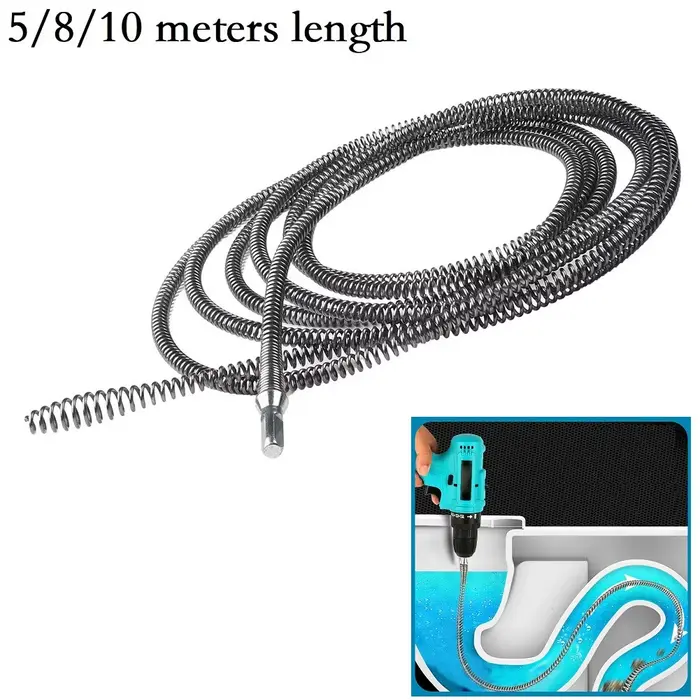 Perceuse électrique de 5/8/10 mètres, nettoyeur d'évier à ressort, outil de dragage d'égout, outil de dragage de tuyaux de plomberie de salle de bains, 1 pièce