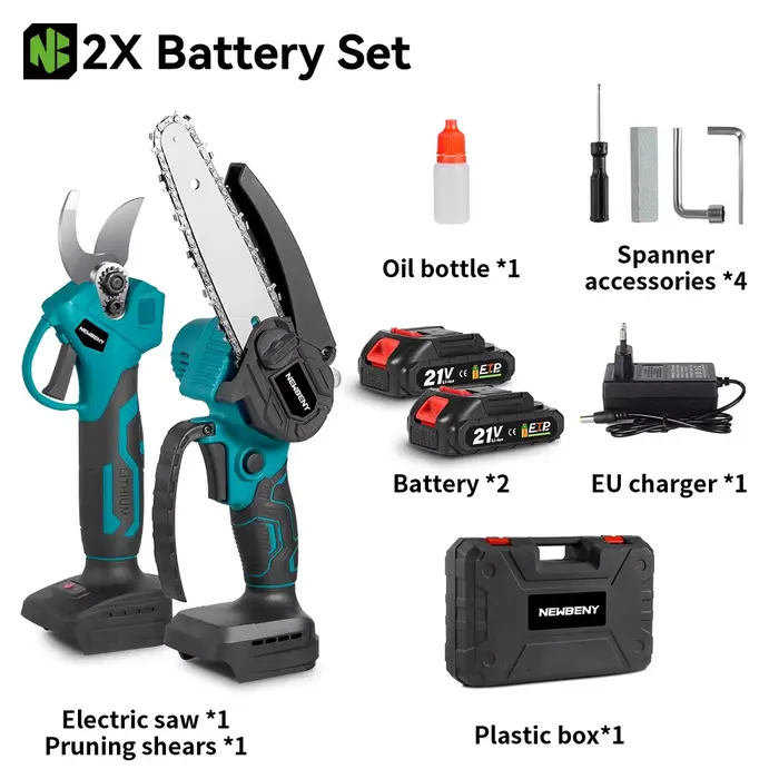 NEWBENY – scie électrique sans balais de 6 pouces + ensemble de sécateurs électriques de 30mm, outil