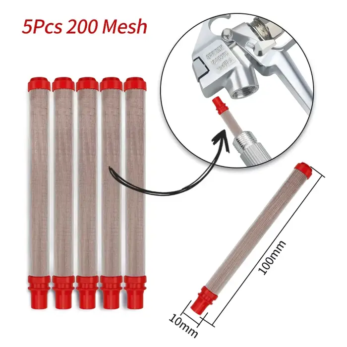 Lot de 5 filtres pour pistolet de peinture airless, mailles 30-200, réduit le colmatage de la buse, 