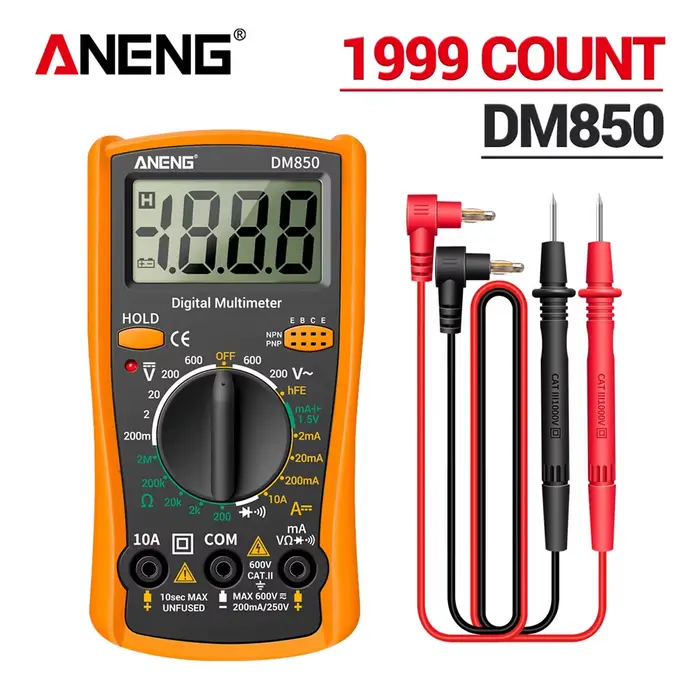 ANENG DM850-Multimètre numérique automatique professionnel, testeur de tension AC/DC automatique, outil de détection d'ampèremètre de courant Ohm, 1999 points
