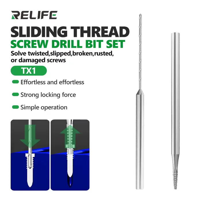 RELIFE TX1 foret coulissant de perçage en alliage pour la réparation de téléphone portable outil d'extraction de retrait