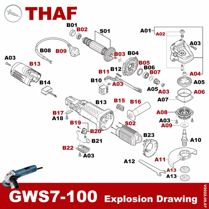 Flasque De Palier Remplacement Pièces de rechange pour BOSCH Meuleuse Angulaire GWS7-100 GWS7-115 GWS7-125 A08