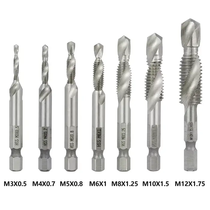XCAN – taraud métrique à tige hexagonale, robinet composé et perceuse, flûte en spirale, filetage HS