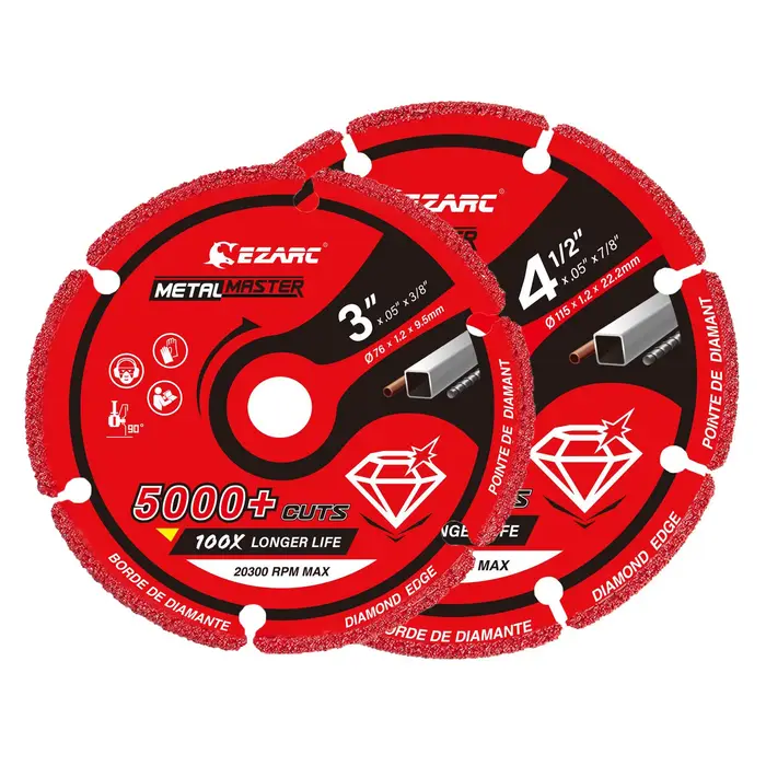Disque de découpe diamanté EZARC 3x3/8 pouces et 4-1/2x7/8 pouces pour métal, disque de coupe avec p
