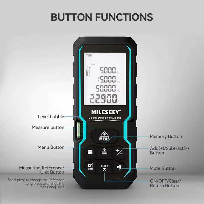 MILESEEY metre laser, telemetres laser, IP54 Mètre ruban laser 40M 60M 80M 100M , règle électronique