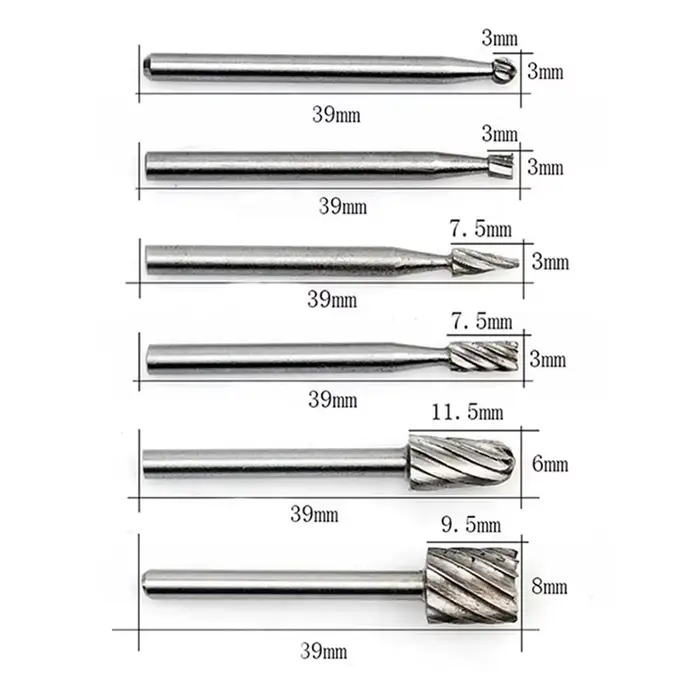 6 pièces Dremel outil rotatif Mini foret ensembles HSS routeur meulage fraises pour bois métal sculp