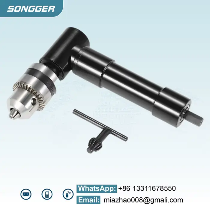 Adaptateur de Perçage Angle Droit 90° Mandrin 0.8-10mm Outil pour Espaces Étroits
