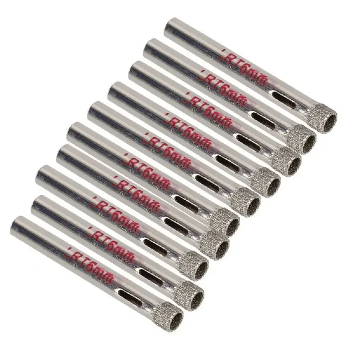 10 pièces 6mm diamant enduit foret carrelage céramique verre scies cloche argent Cutter ouvreur Bits