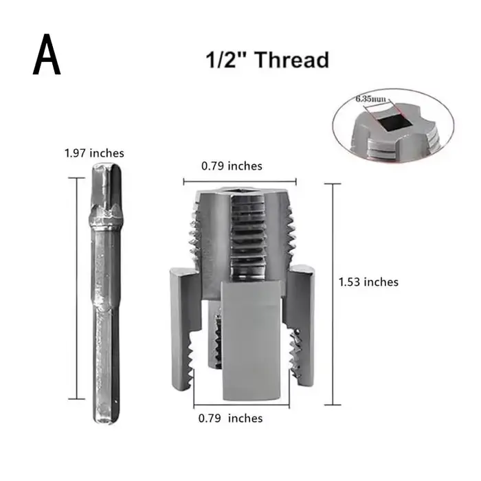 (YOUU06) Outil de filetage de tuyaux intégré, pour filetage interne et externe, compatible perceuse 
