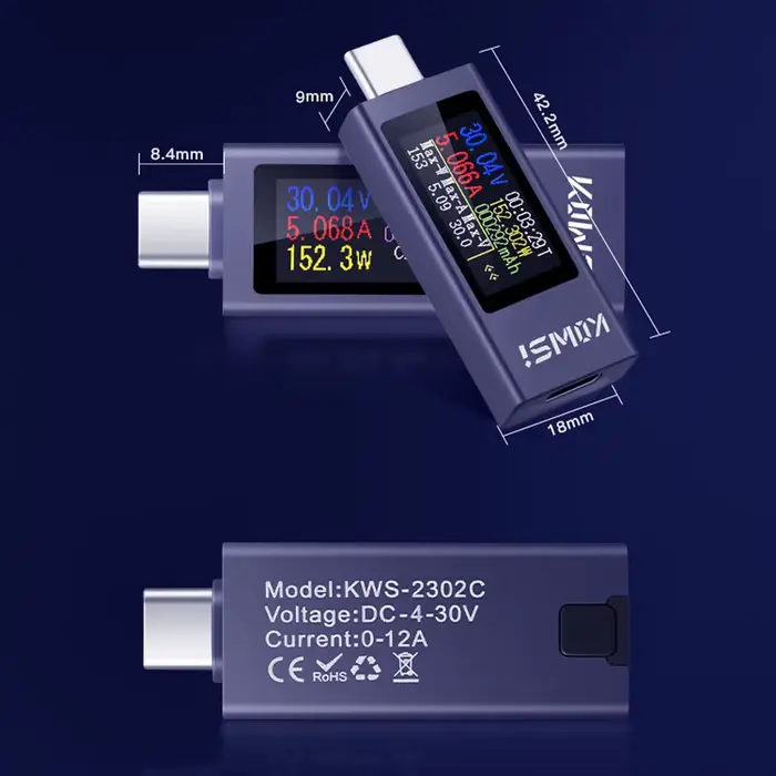 2301C KWS-2302C affichage numérique multifonctionnel tension cc compteur de courant
