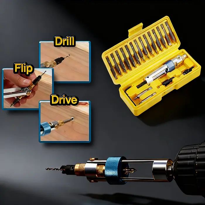 Jeu d'embouts combinés de tournevis à tête rotative 2 en 1 avec boîte