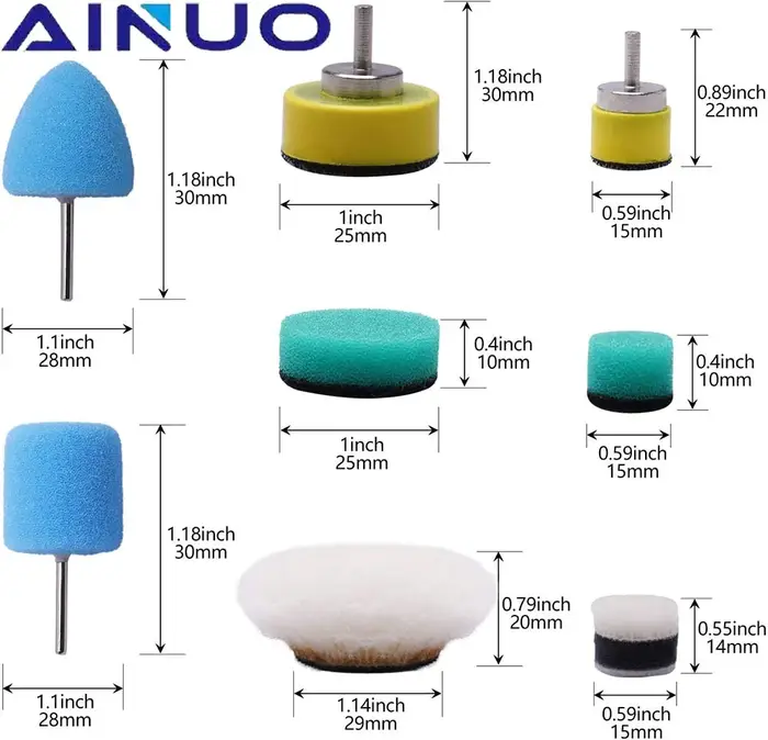 22 pièces polissage cire polissage éponge tampons Kit ensemble moyeu de roue de voiture vernis tige