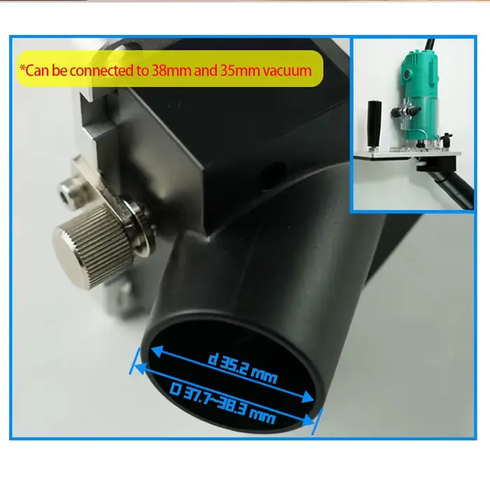 Base de routeur compacte pour machine de fraisage et de découpe avec interface d'aspiration pour accessoires d'outils électriques de travail du bois