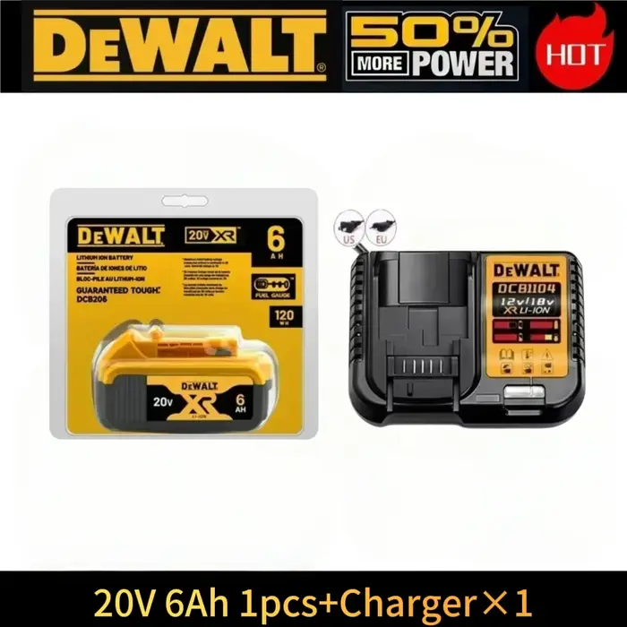 Batterie d'origine DeWalt 6.0Ah/5.0Ah 20V remplaçable DCB184 DCB200 DCF892 DCF845 DCF850 DCF911 DCD800 DCD805 pour outils