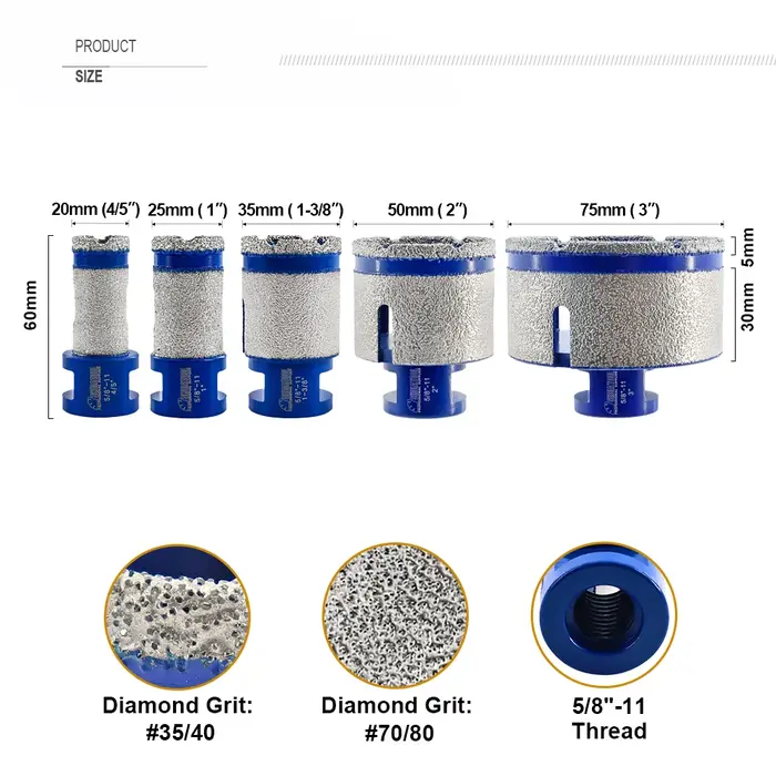 SHDIATOOL 1pc diamant forage doigt fraises 20/25/35/50/68mm façonnage meulage carreaux de céramique granit agrandir trou biseauté scie