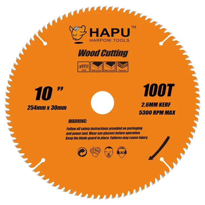 Lame de scie à onglet HAPU de 10 pouces, 100 dents, lame de scie professionnelle pour le travail du 