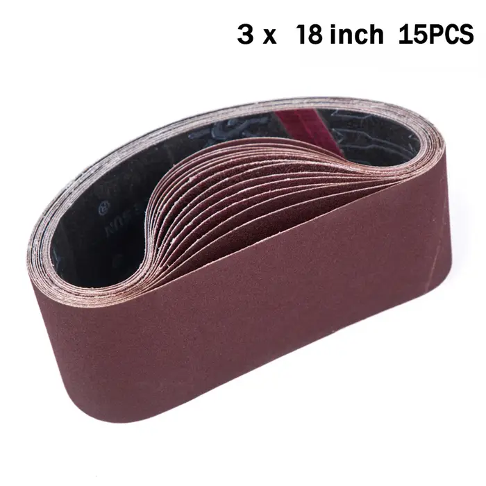 Lot de 15 bandes abrasives 75x457mm, 3 de chaque grain (80, 120, 150, 240, 400) pour ponceuse à bande, meulage, affûtage et dérouillage