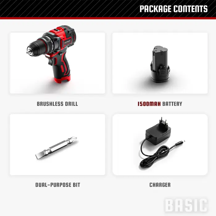 YEVOLT 12V perceuse électrique sans fil sans brosse perceuse électrique à 2 vitesses perceuse électr