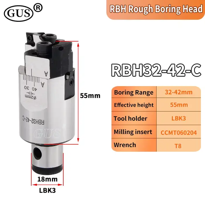 RBH Tête de fraise à aléser réglable à double tranchant RBH19-25 RBH25-33 RBH32-42 RBH40-55 RBH52-70 Porte-outil alésage CKB LBK LBK1