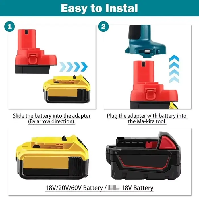 Adaptateur d'outil pour Milwaukee 18V vers Makita 12V, convertisseur de batterie Dewalt 20V pour per