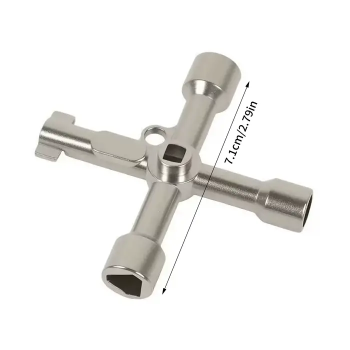 Clé multifonction pour robinet d'eau avec clé cruciforme et clé triangulaire interne pour armoire électrique