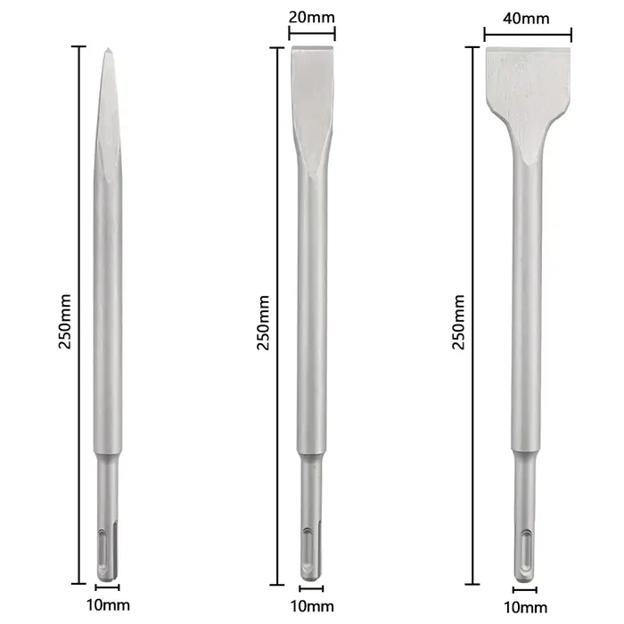 Jeu de ciseaux de 250 mm avec queue SDS Plus pour marteau perforateur électrique, ciseaux plats à po