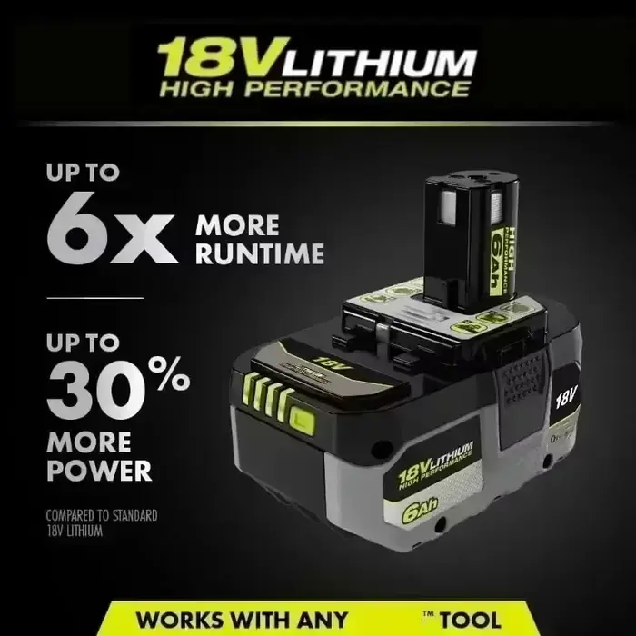 Batterie au lithium haute performance RYOBI 18V sans effet mémoire et à faible autodécharge pour tous les outils P104, P107 P108 P109