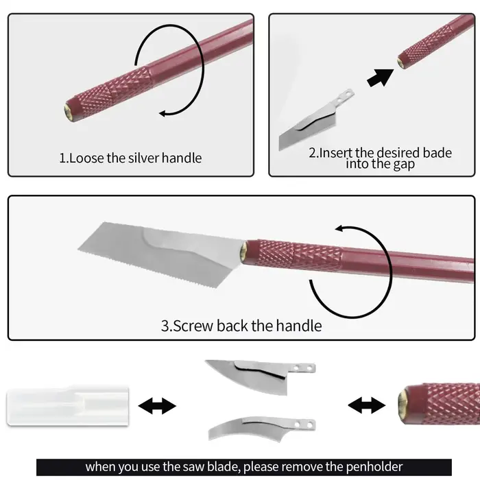 Kit de scies à main pour modélisme et artisanat, outils de bricolage, avec 4 lames de coupe pour tra