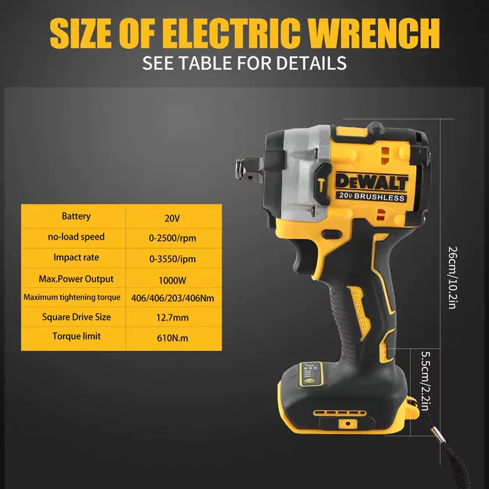 DEWALT DCF921 clé sans fil maximale atomique 20V clé à chocs sans fil 1/2 pouces clé de charge à vit