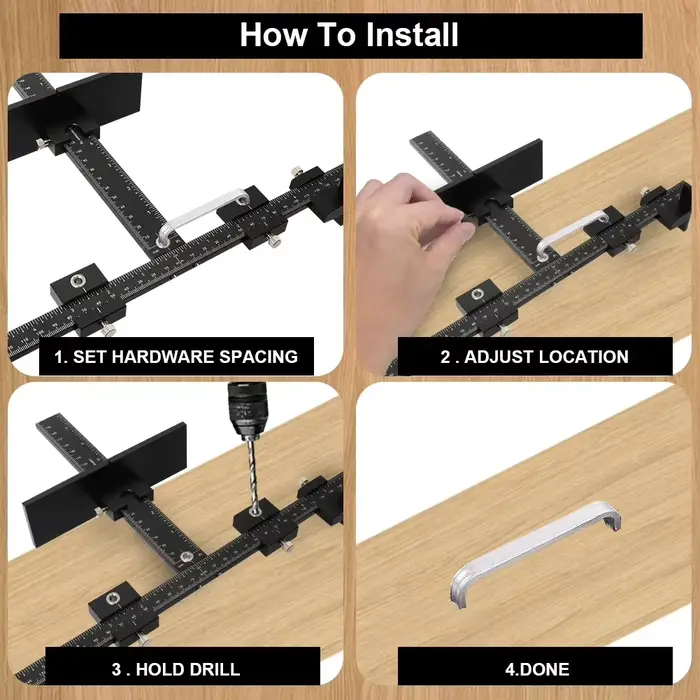 Guide de perçage réglable pour gabarit de quincaillerie d'armoire
