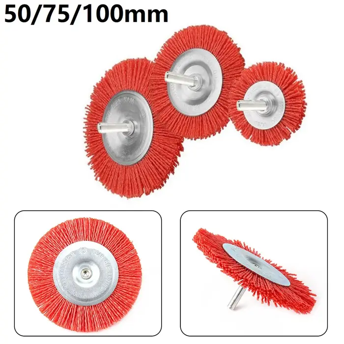 Brosse plate en Nylon, roue métallique Abrasive