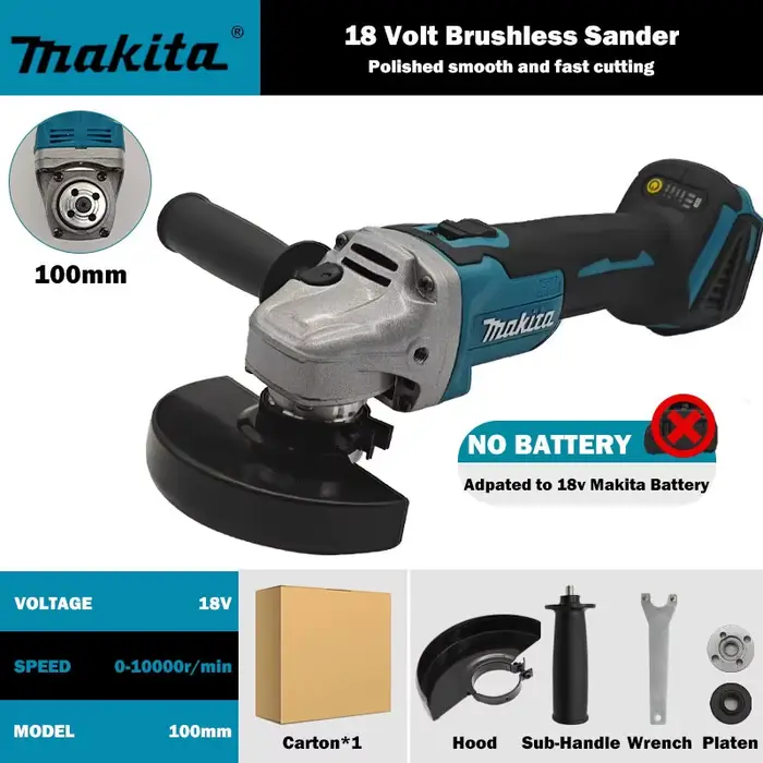 Meuleuse d'angle Makita DGA506 18V 125/100mm, machine de polissage électrique, machine de meulage et