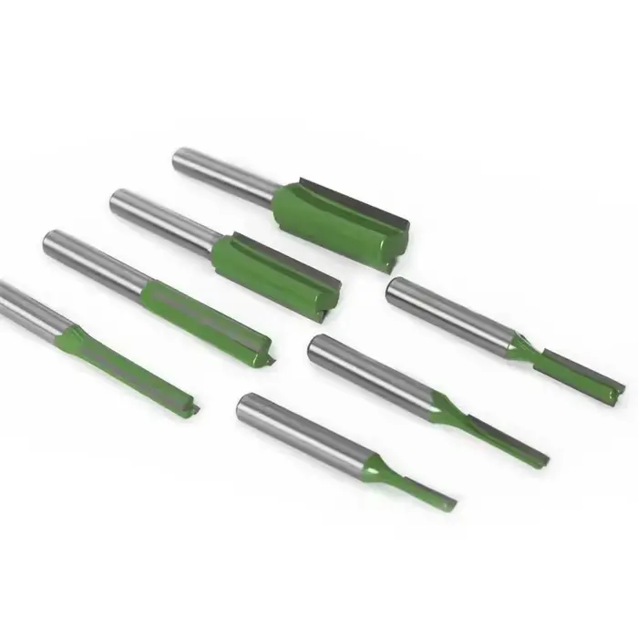 7 pièces 1/4 "6mm tige simple Double cannelure foret droit fraise pour bois 6MM carbure de tungstène