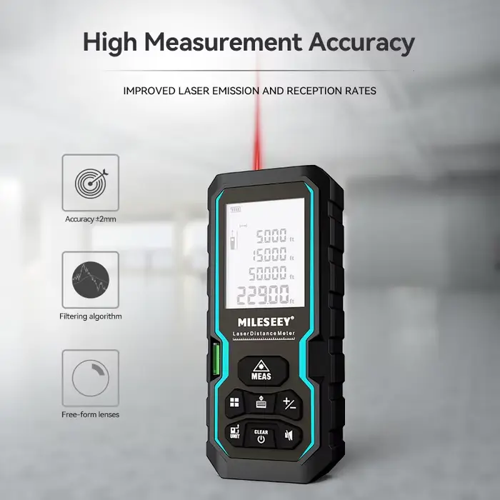 MILESEEY metre laser, telemetres laser, IP54 Mètre ruban laser 40M 60M 80M 100M , règle électronique