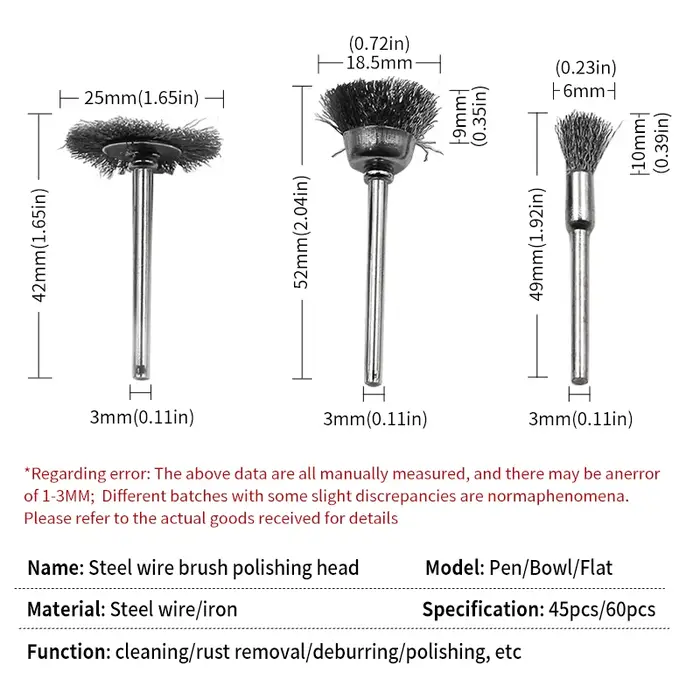 Mini brosses métalliques en acier