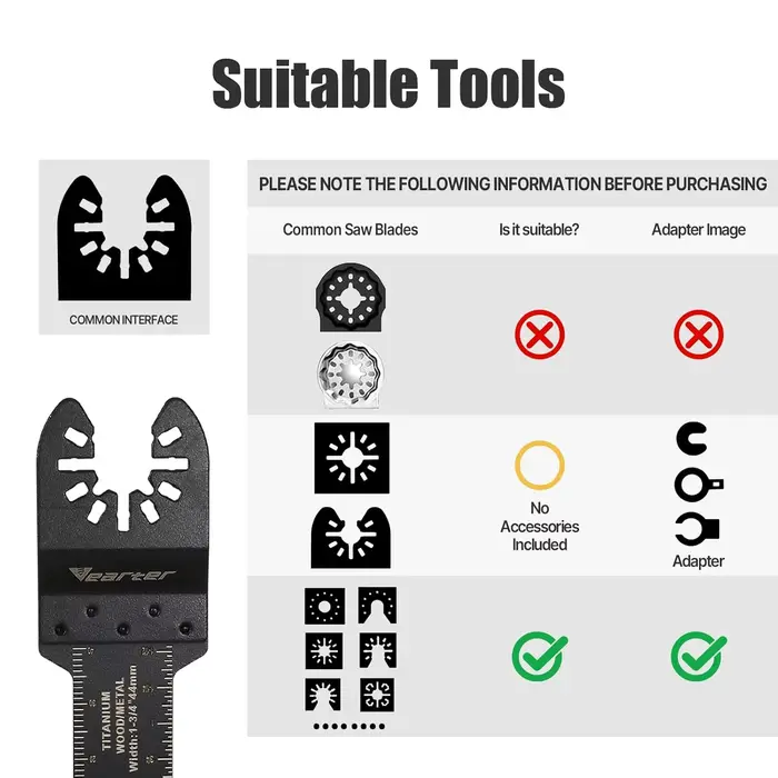 Vearter 3 pièces outils multifonctionnels diamant avec adaptateur