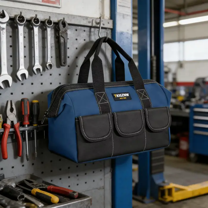 Sac de rangement pour outils TKIGZNW12-17, 17 pouces, bleu, en polyester 1680D, ensemble d'outils co